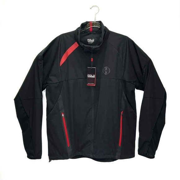 Polo Sport Lightweight Jacket Men’s XL Black Red Running Performance New NWT - Picture 1 of 7